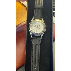 RARE VTG 35mm DiMaggio Timepieces USA Olympics Watch, Thick Leather Band, NIB